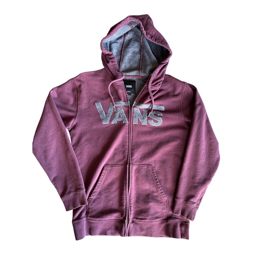 Vans Full Zip Burgundy Hooded Sweat Jacket Medium